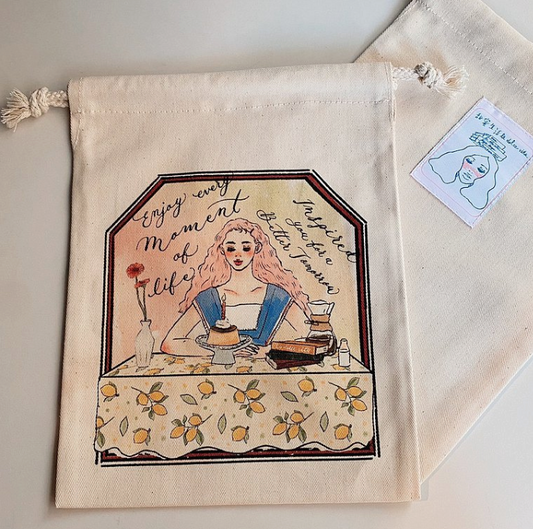 La Dolce Vita Old-Fashioned Afternoon Tea Drawstring Pouch