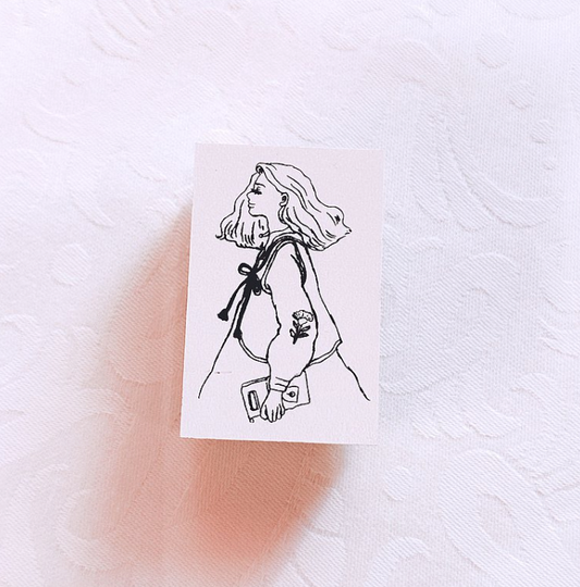 La Dolce Vita Girl Rubber Stamp - Traveling with My Journal
