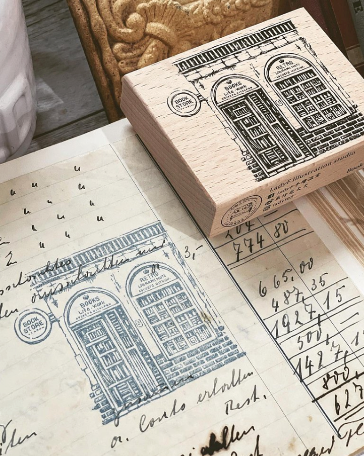 Lady F Rubber Stamp - Bookstore I