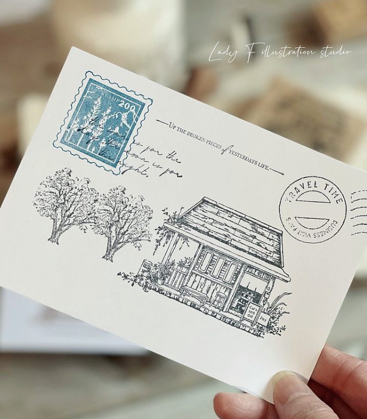 Lady F Old House Coffee Shop Rubber Stamp, 4 designs