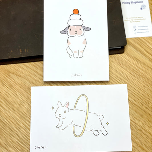 Littlelu Bunny Postcard Set, 2 designs