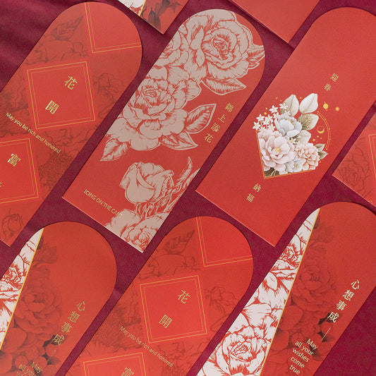 Loidesign Red Envelope Set - Flowers (Gold Foil), 8 pcs