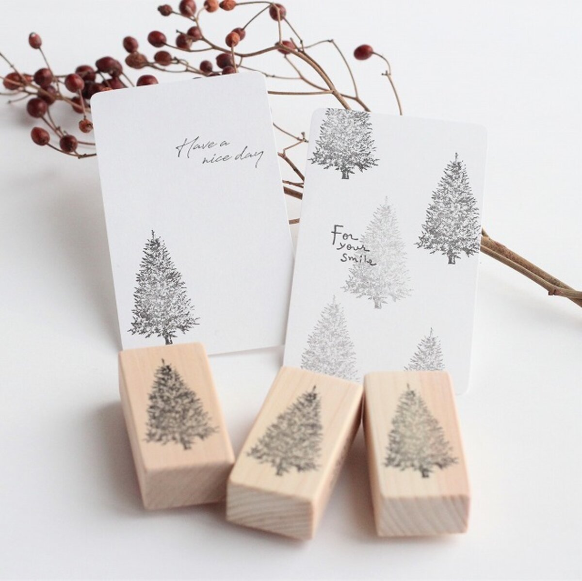always smile... Tree Rubber Stamp, 1 pc