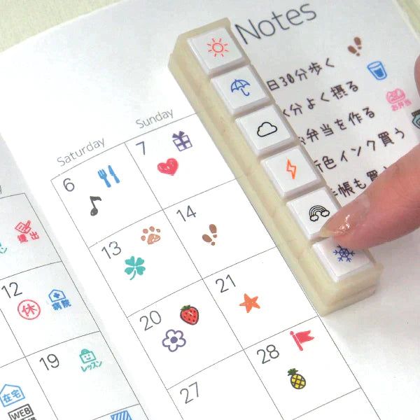 Kodomo No Kao Pochitto6 Pre-Inked Push-button Stamp - Schedule