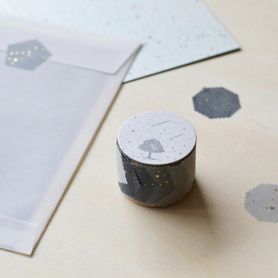 closer look at the grey tone roll of knoten rokushosha constellation of animals washi tape