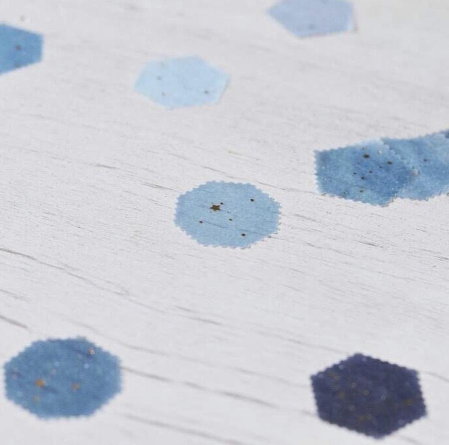 A detailed look of the light tone knoten constellation of animal washi tape's individual seals