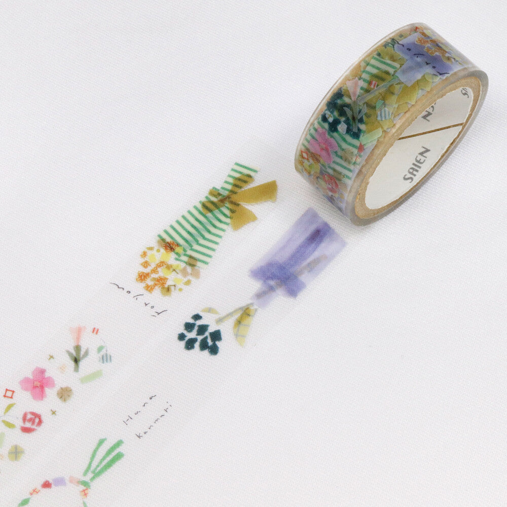 Miki Tamura x Saien Washi Art Clear Tape - Flowers (Ohana)