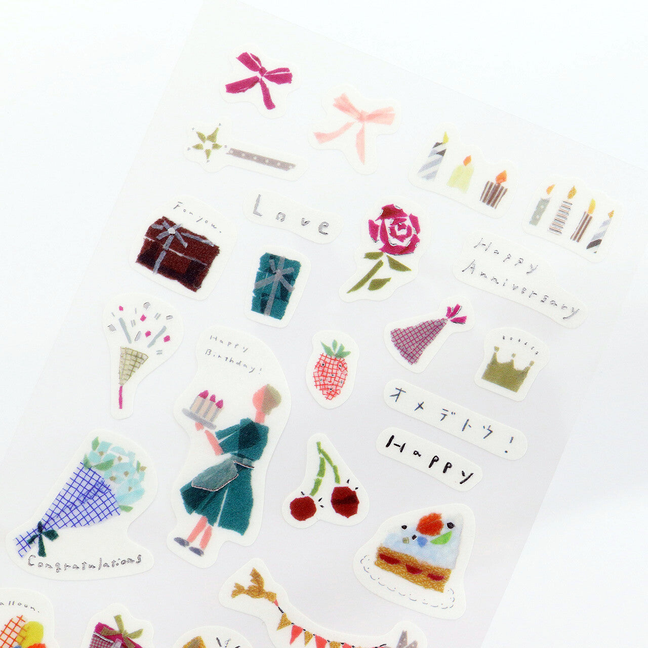 Saien x Miki Tamura Washi Art Silver Foil Sticker Sheet - Anniversary