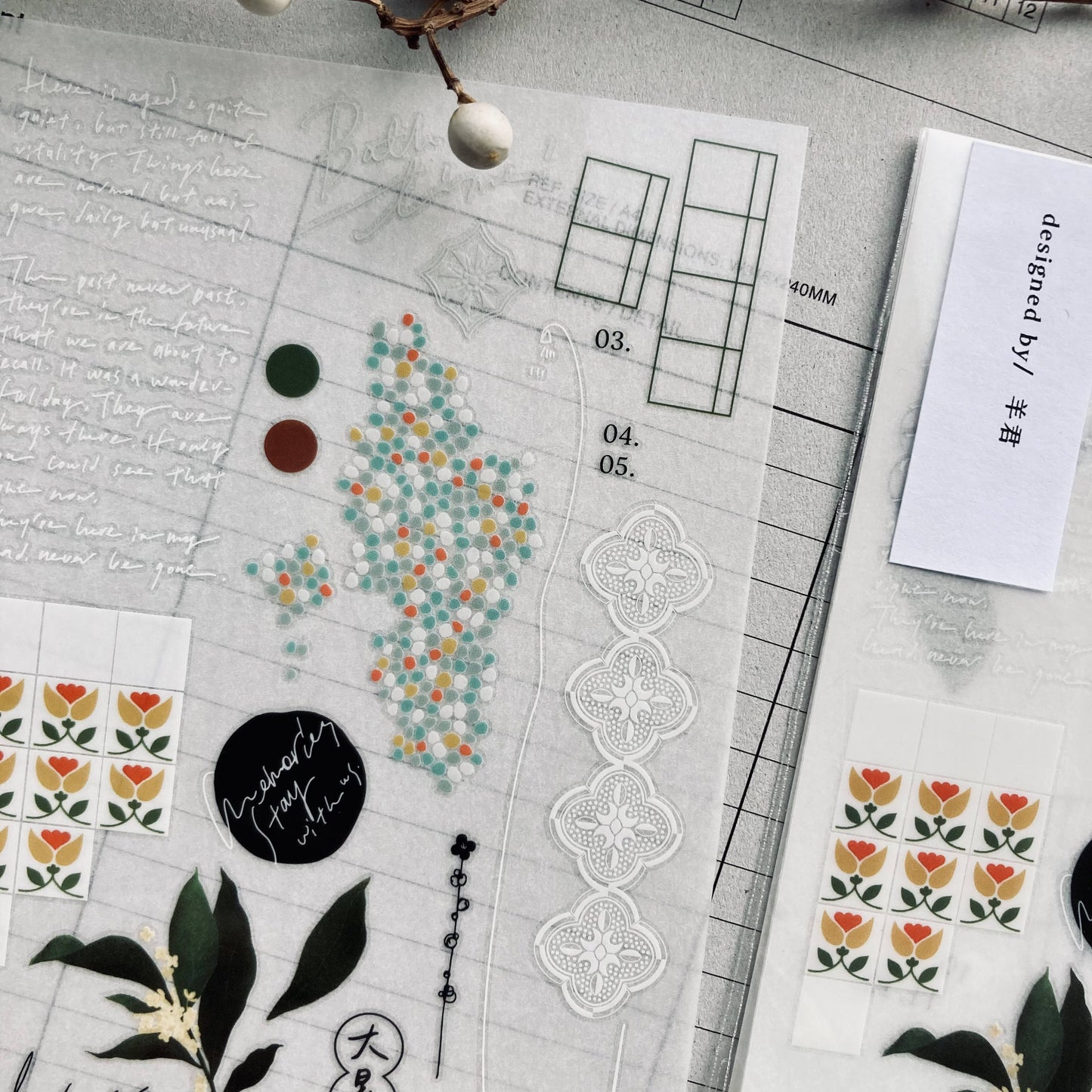 somesortof.fern Print-On Stickers - Begonia, 2 designs/packet