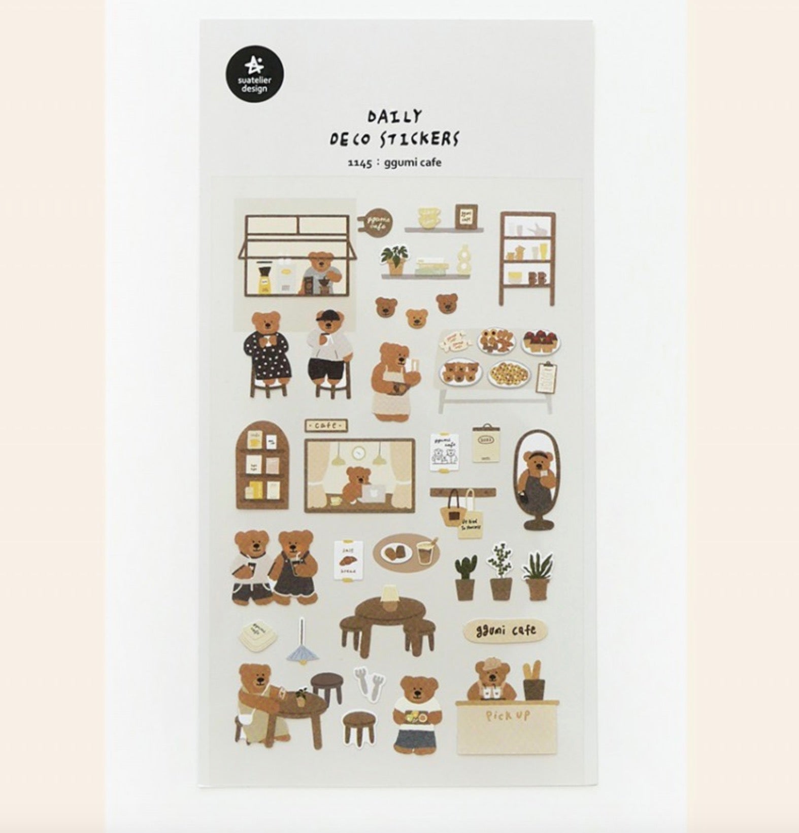 Suatelier Sticker Sheet No.1145, ggumi cafe – Pinky Elephant