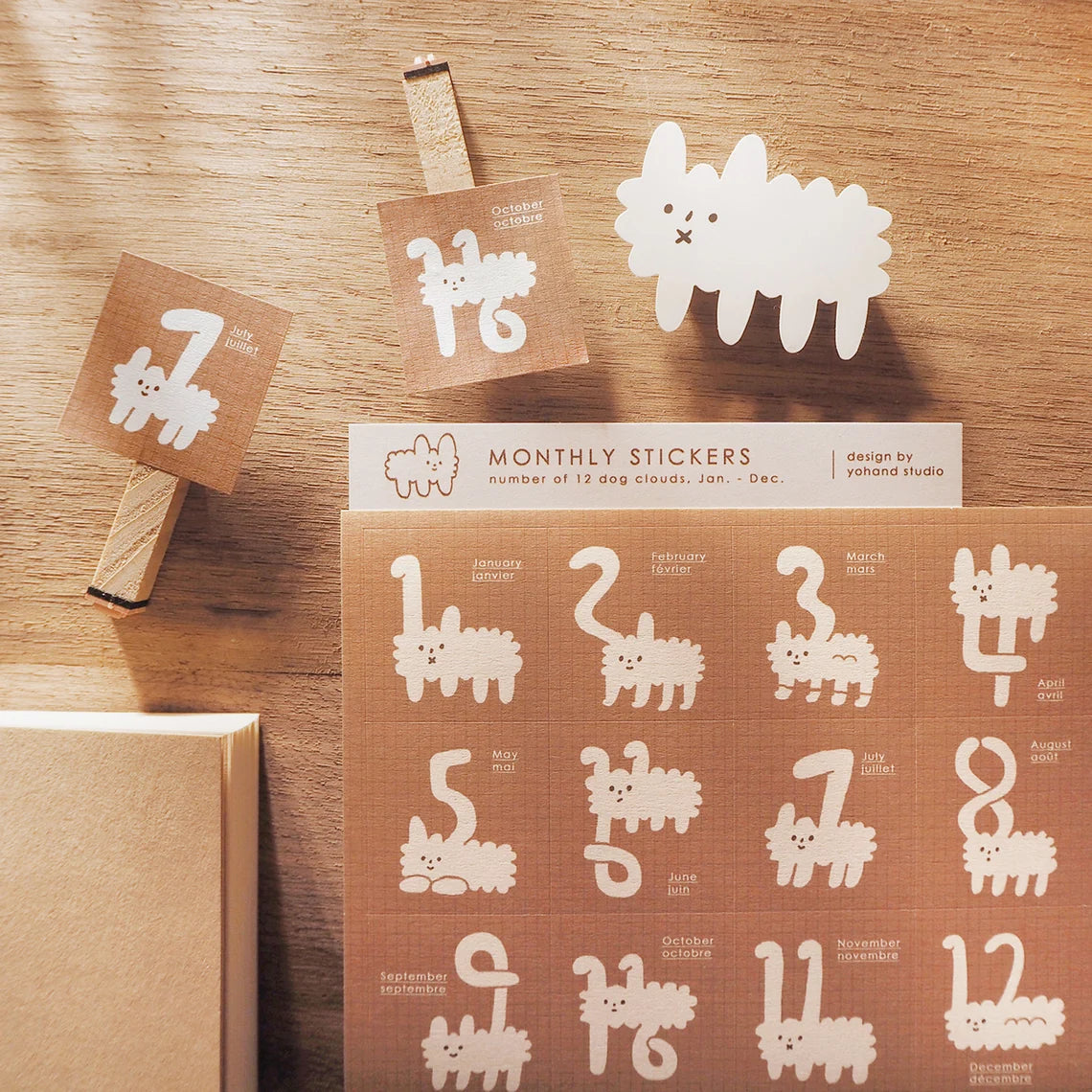 Yohand Studio Monthly Stamp-style Sticker Sheet - Dog Dog Cloud